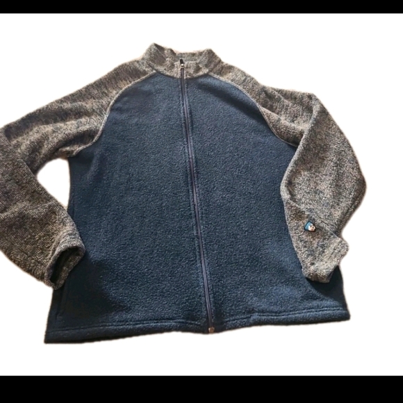 Kuhl Mens Navy Blue Alpaca Fleece Full-Zip Sweater Jacket Kashmira L - Picture 1 of 10